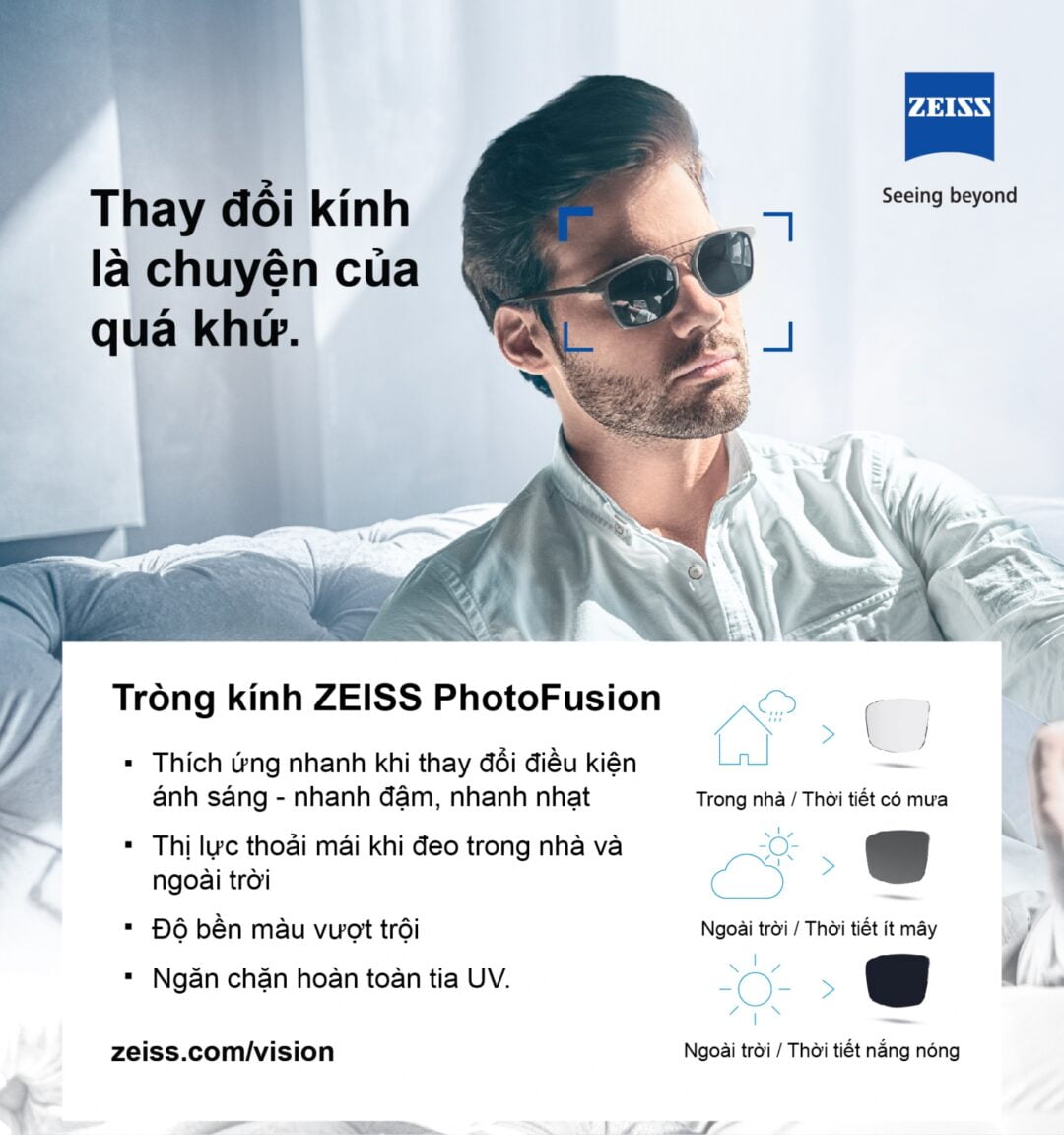 Tròng kính đổi màu Zeiss PhotoFusion DuraVision Platinum U