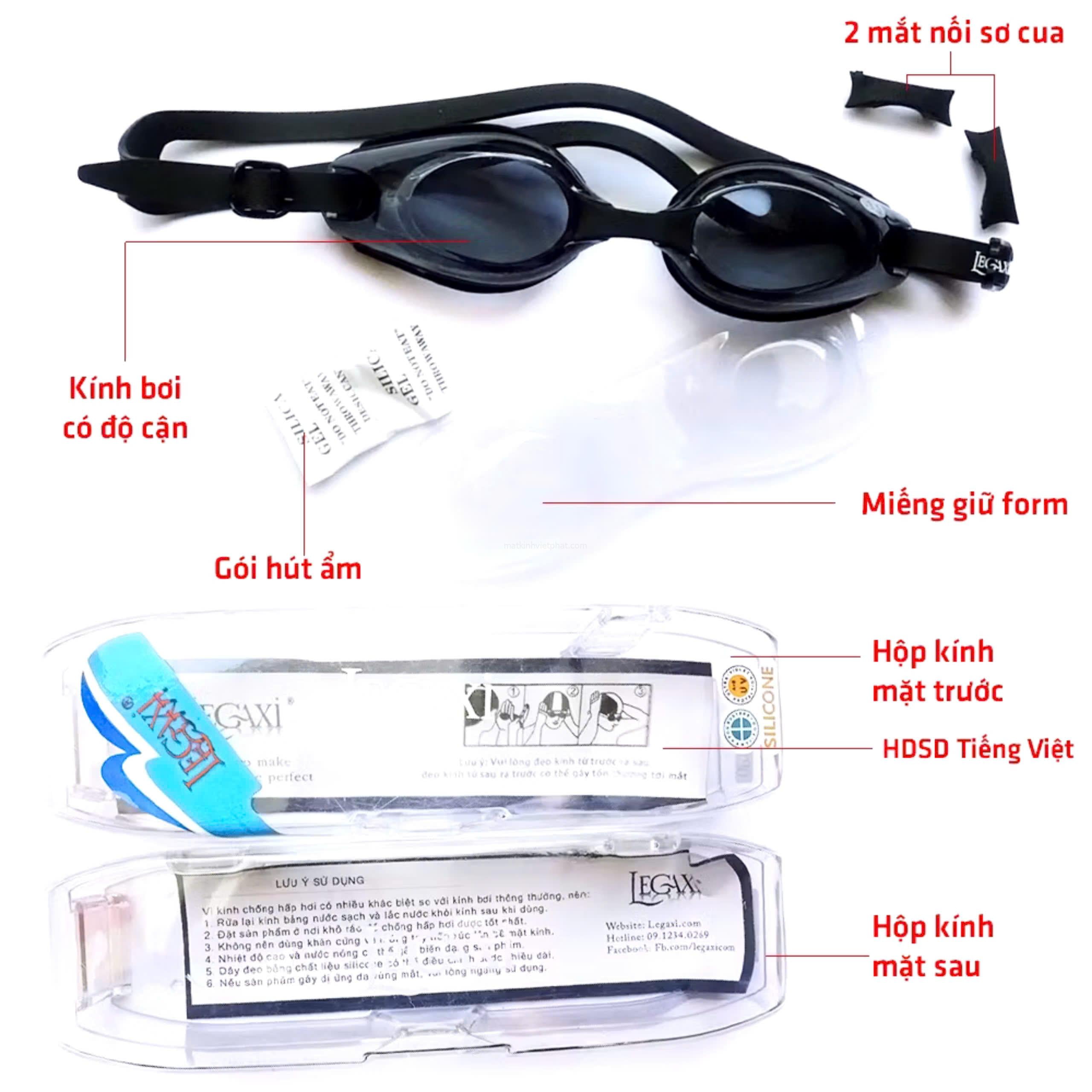 Kính Bơi Cận LEGAXI Chống Hấp Hơi Nước 10 Kính Bơi Cận LEGAXI Chống Hấp Hơi Nước