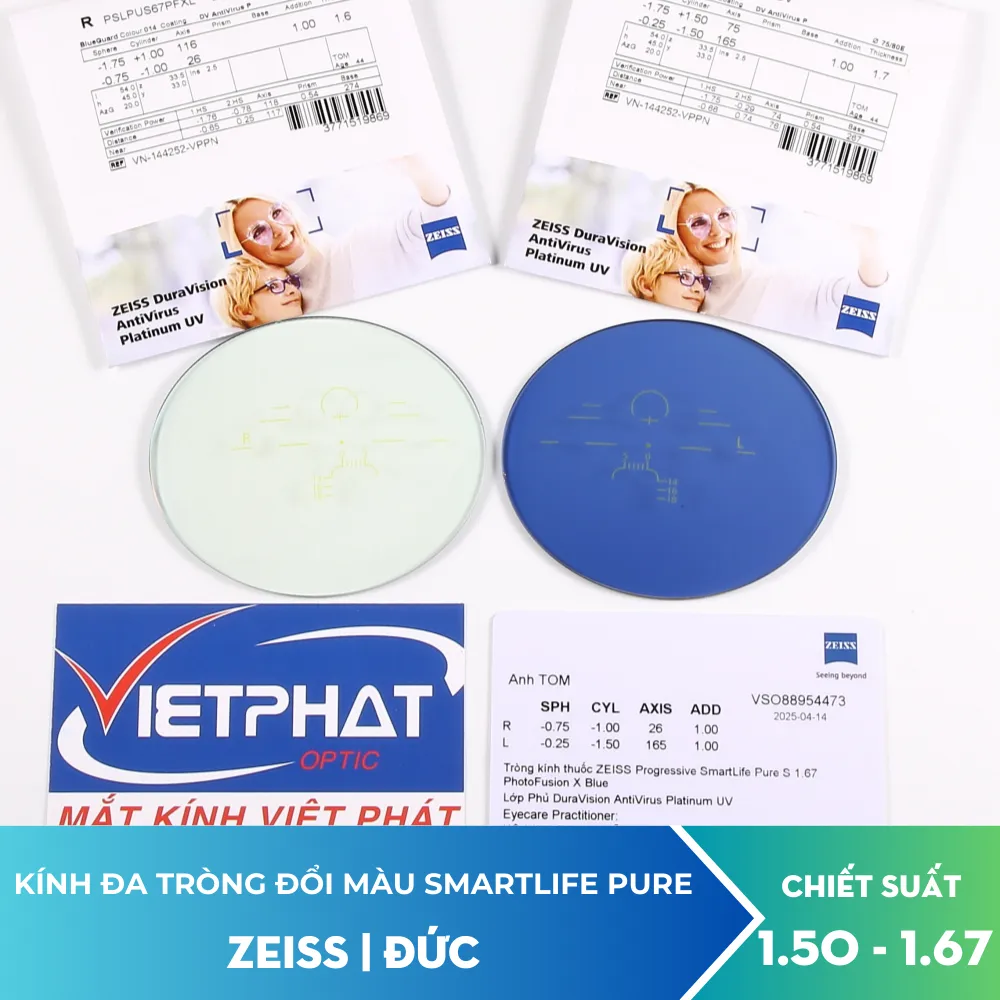Kính Đa Tròng Đổi Màu ZEISS Progressive SmartLife PURE 6 Kính Đa Tròng Đổi Màu ZEISS Progressive SmartLife PURE