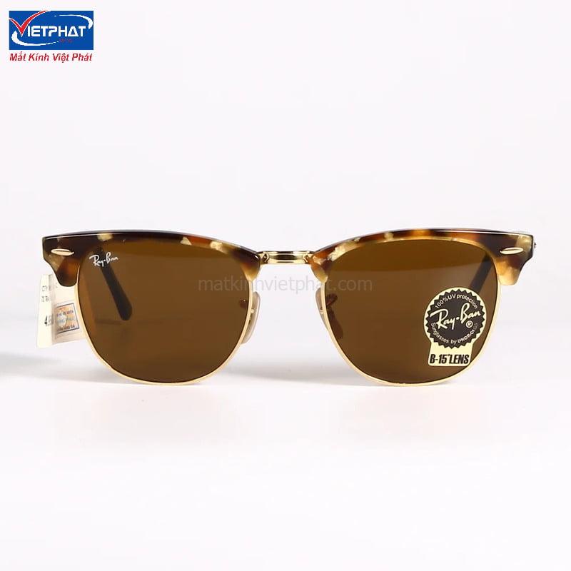 Thiết kế gọng Clubmaster truyền thống với vỏ màu đồi mồi và viền vàng