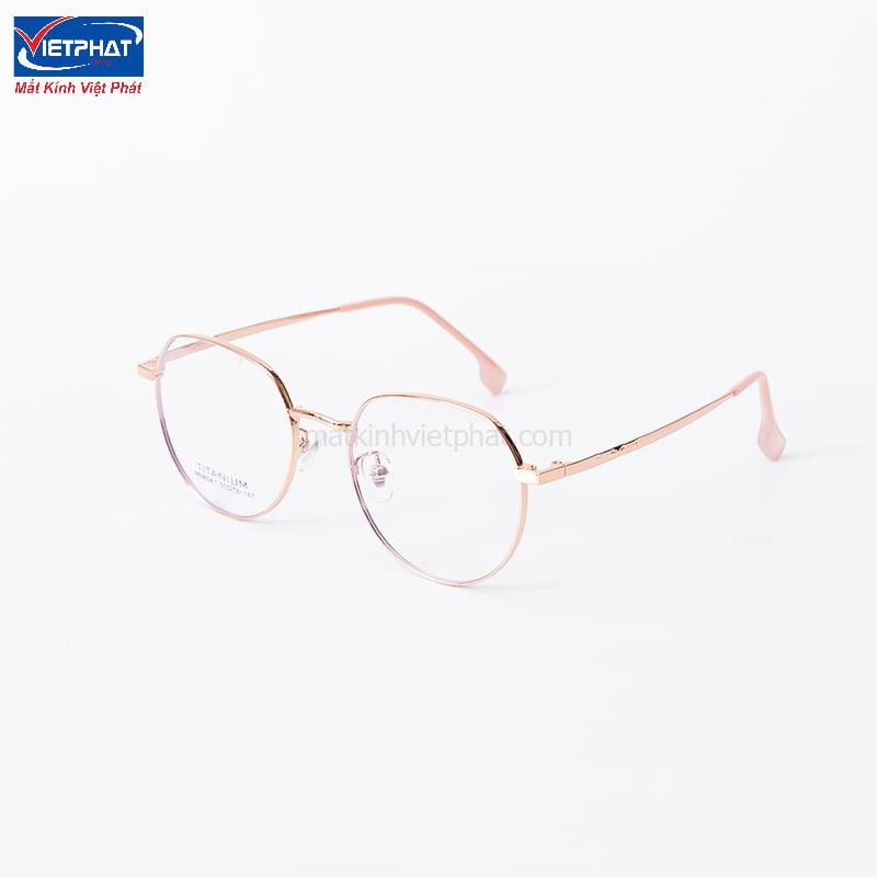 Gọng kính cận kim loại màu hồng phấn nhẹ nhàng dành cho nữ