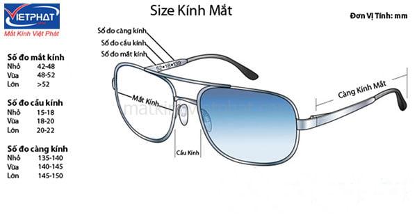 Hình 6. Thông số cho biết kích thước kính mát thời trang nữ