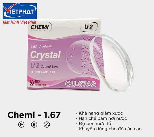 So Sánh Tròng Kính Chemi và Kodak 4 Tròng kính Chemi Crystal U2 chiết suất 1.67 chính hãng