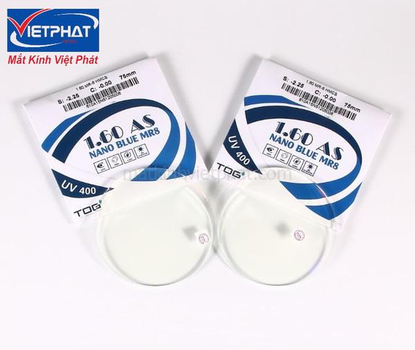Tròng kính Excelite 1.60 AS Nano Blue MR8 ngăn chặn đến 100% tác hại của tia UV