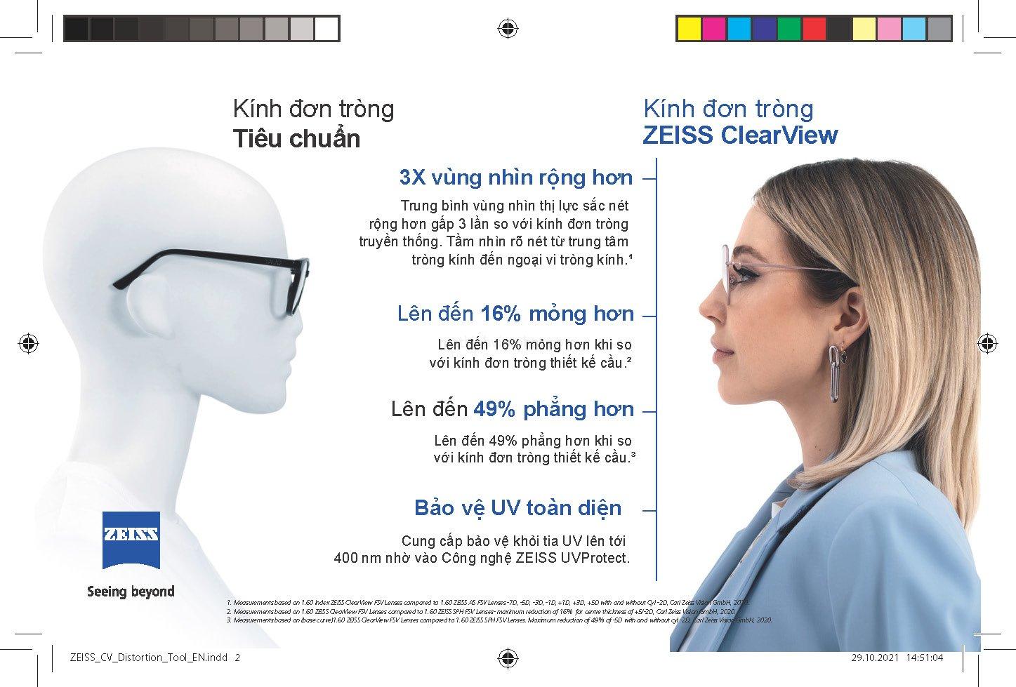 Tròng kính ZEISS ClearView DuraVision Platinum UV 11 Tròng kính Zeiss ClearView DuraVision Platinum UV