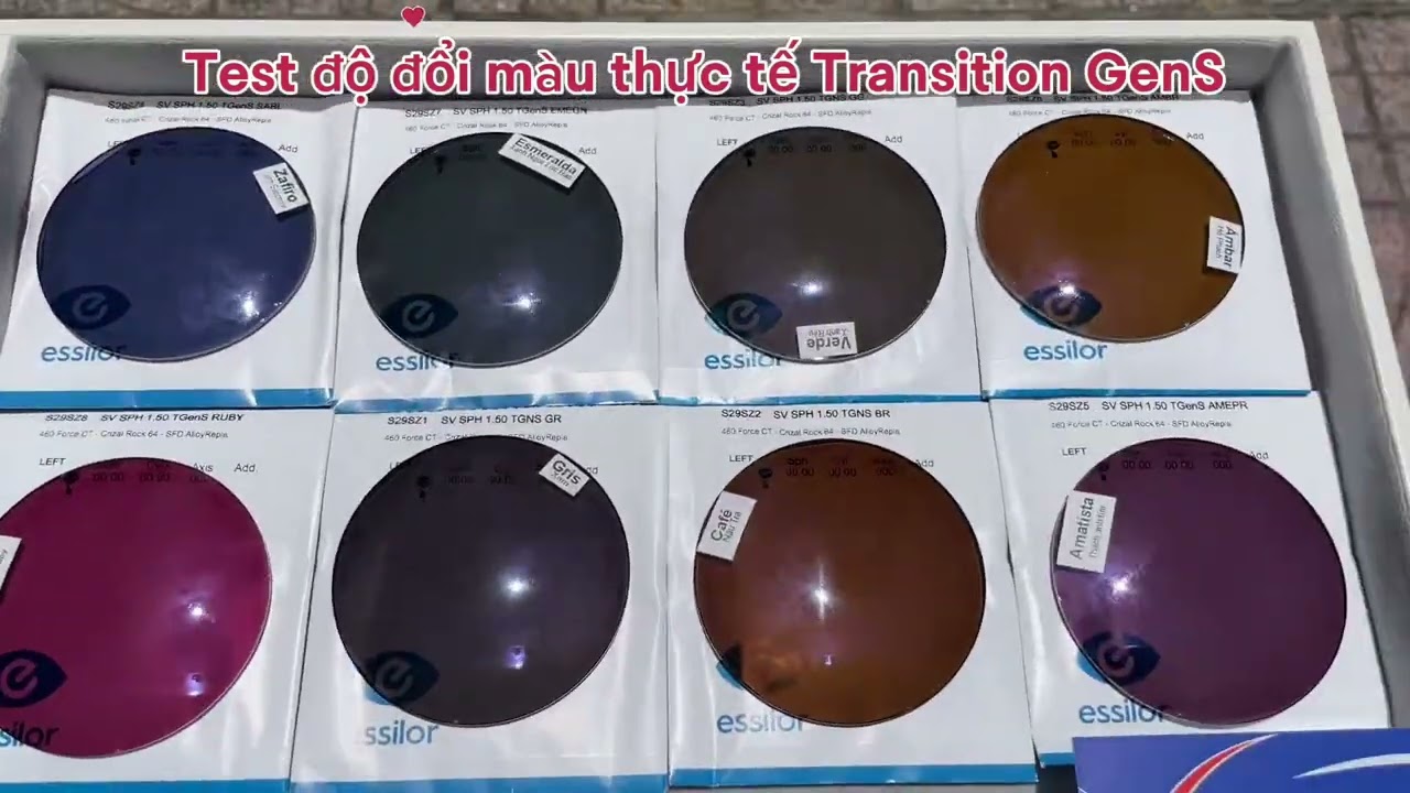 Test độ đổi màu của Tròng kính đổi màu Essilor Transitions GEN S