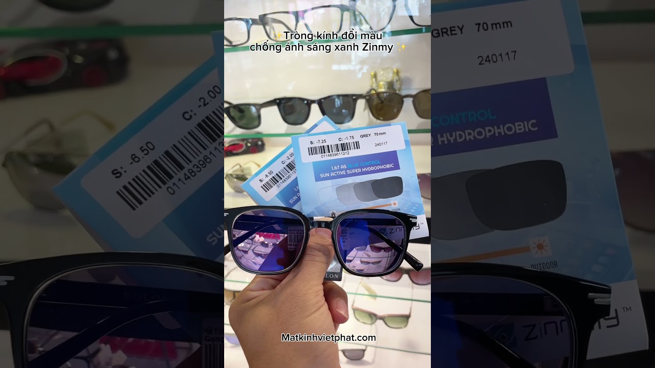 Tròng kính đổi màu ánh sáng xanh Zinmy