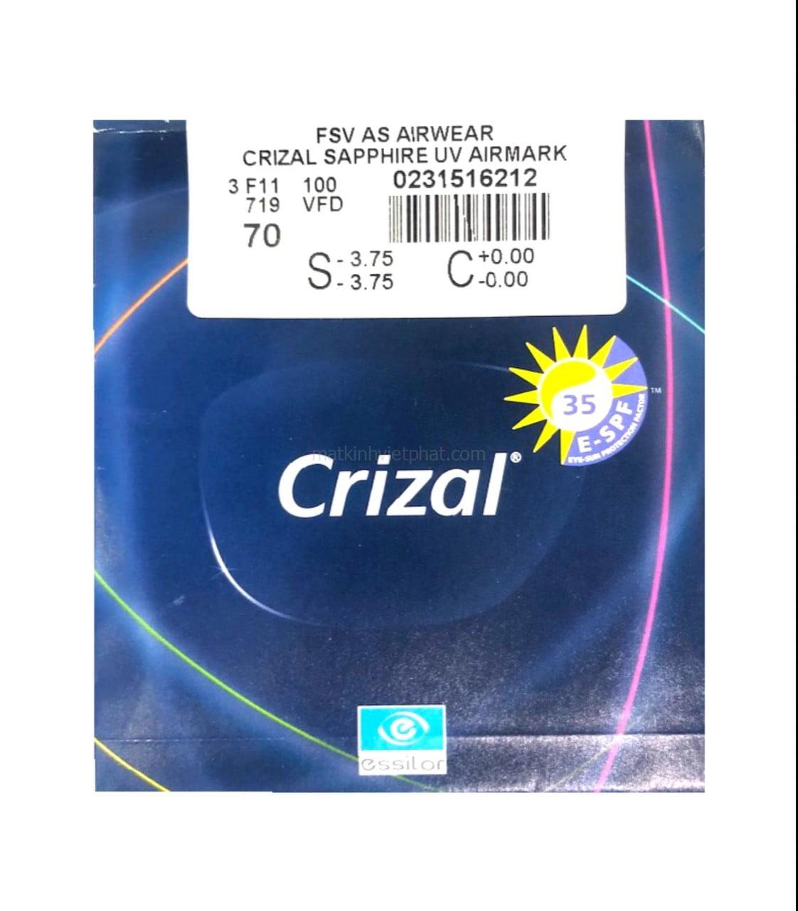 Crizal Sapphire HR - Mắt kính Việt Phát