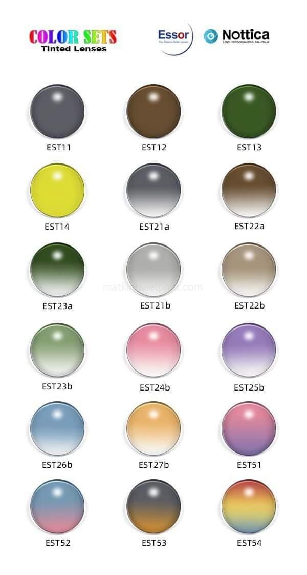 Tròng kính cận màu Tinted Essor 8 Tròng kính cận màu