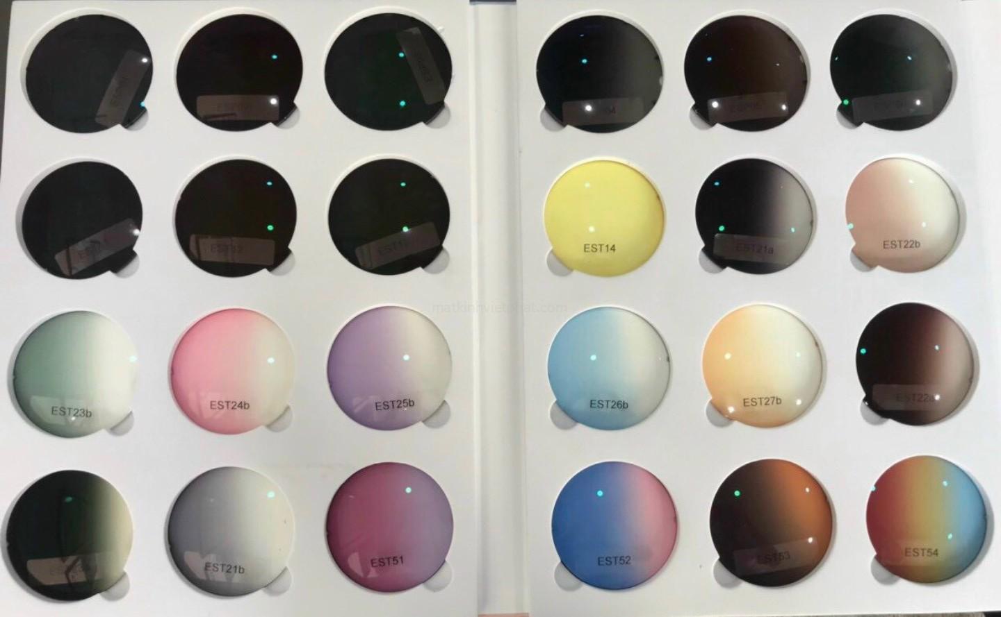 Tròng kính cận màu Tinted Essor 9 Màu thực tế