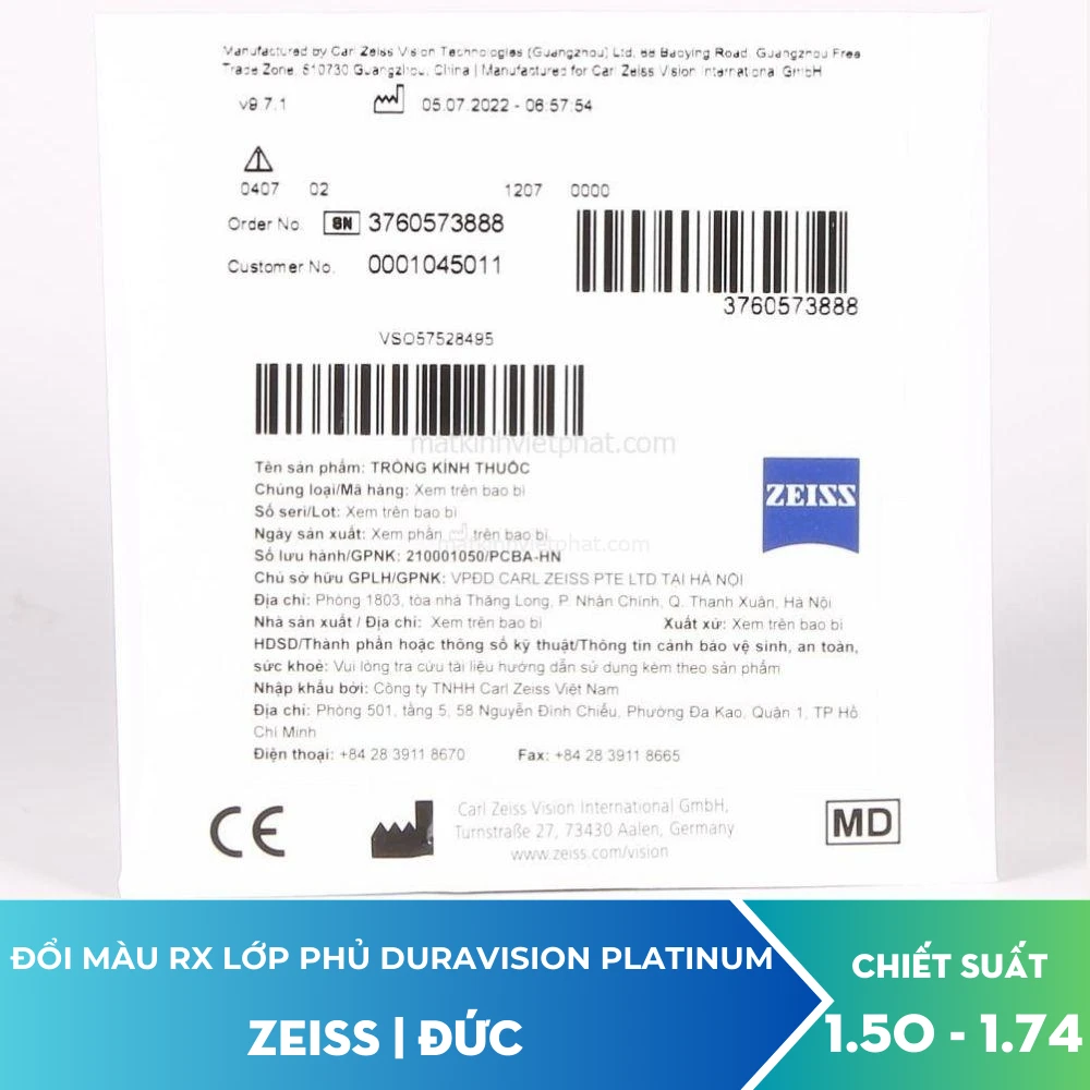 Tròng đánh đổi màu ZEISS Single Vision PhotoFusion Pioneer 6 Tròng đánh đổi màu ZEISS Single Vision PhotoFusion Pioneer