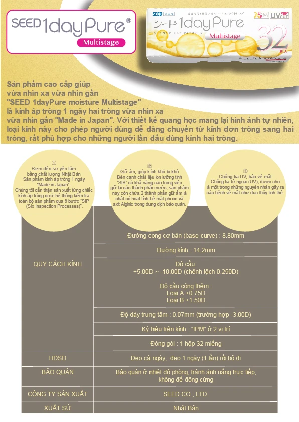 Kính Áp Tròng SEED 1dayPure moisture Multistage 8 Kính Áp Tròng SEED 1dayPure moisture Multistage