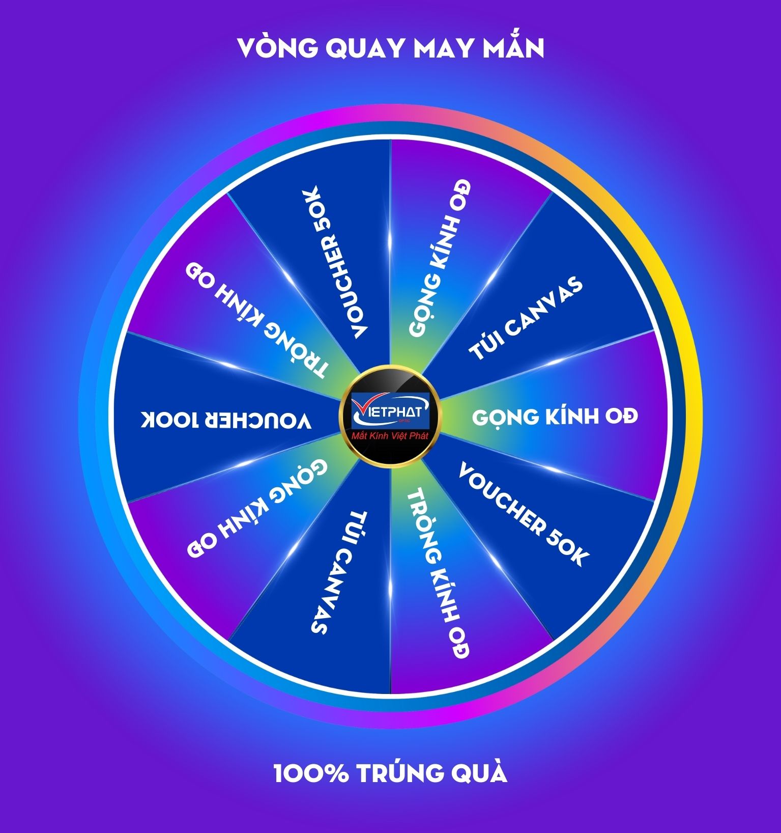 Khai Trương Mắt Kính Việt Phát Phú Nhuận - Vòng Quay May Mắn 100% trúng quà 🎉👓 3 Vòng quay may mắn 100% trúng quà